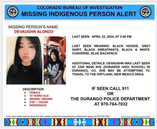 Durango police searching for girl who went missing Monday - Vimarsana News