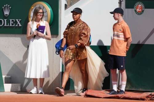 No.807 FILA ラケット柄が可愛いワンピース☆キャメル☆XL☆新品☆ Naomi Osaka's latest French Open fashion ensemble includes ivory