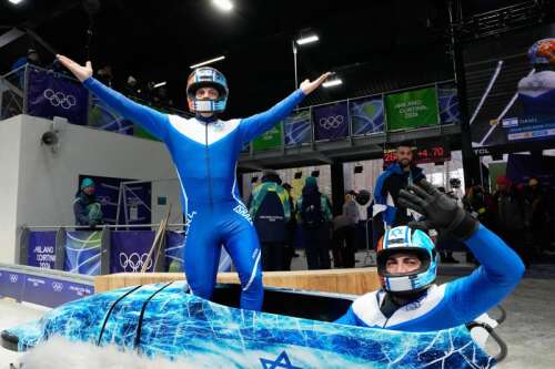 Last at halfway, smiling at the finish: Israel’s first Olympic bobsled run