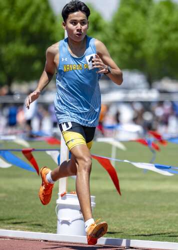 Navajo Prep’s Elijah England dominates day one of Class 3A state track and field finals