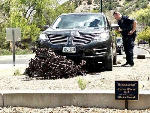 Florida Road roundabout art sculpture damaged again in Durango