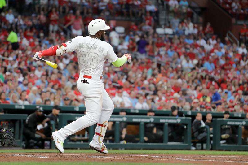 Lambert celebrates St. Louis' other baseball team