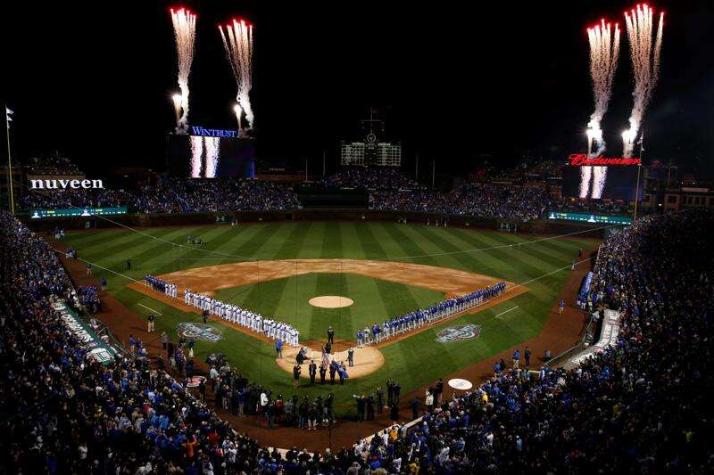 Tom Stevens, the grandson of Babe Ruth, appears at Wrigley Field