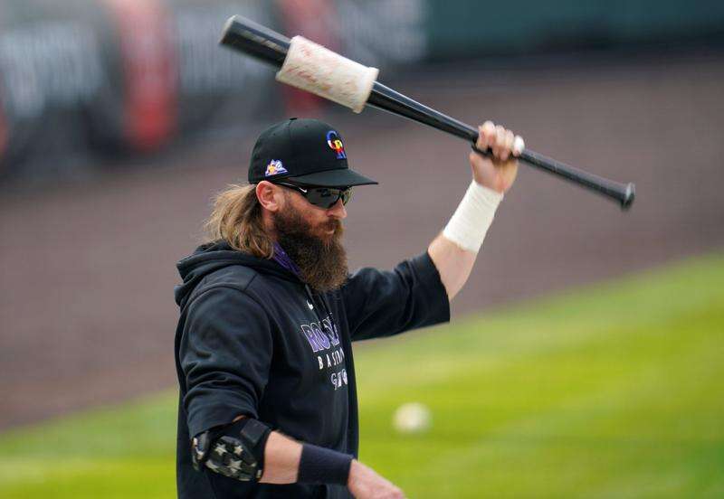 Colorado Rockies designated hitter Charlie Blackmon (19) in the first  inning of a baseball game Monday, July 11, 2022, in Denver. (AP Photo/David  Zalubowski Stock Photo - Alamy