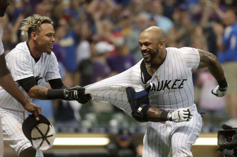 Eric Thames wins the game with a walk-off HR but then loses his jersey