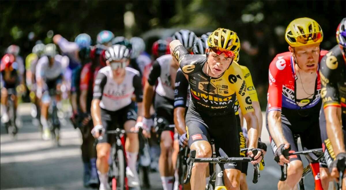 Sky staff don yellow cycling jerseys to support Tour de France