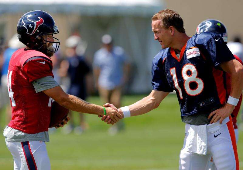 The New England Patriots line up against the Denver Broncos during an NFL  football game between the Denver Broncos and the New England Patriots in  Denver, Sunday, Dec. 18, 2011. (AP Photo/Jack