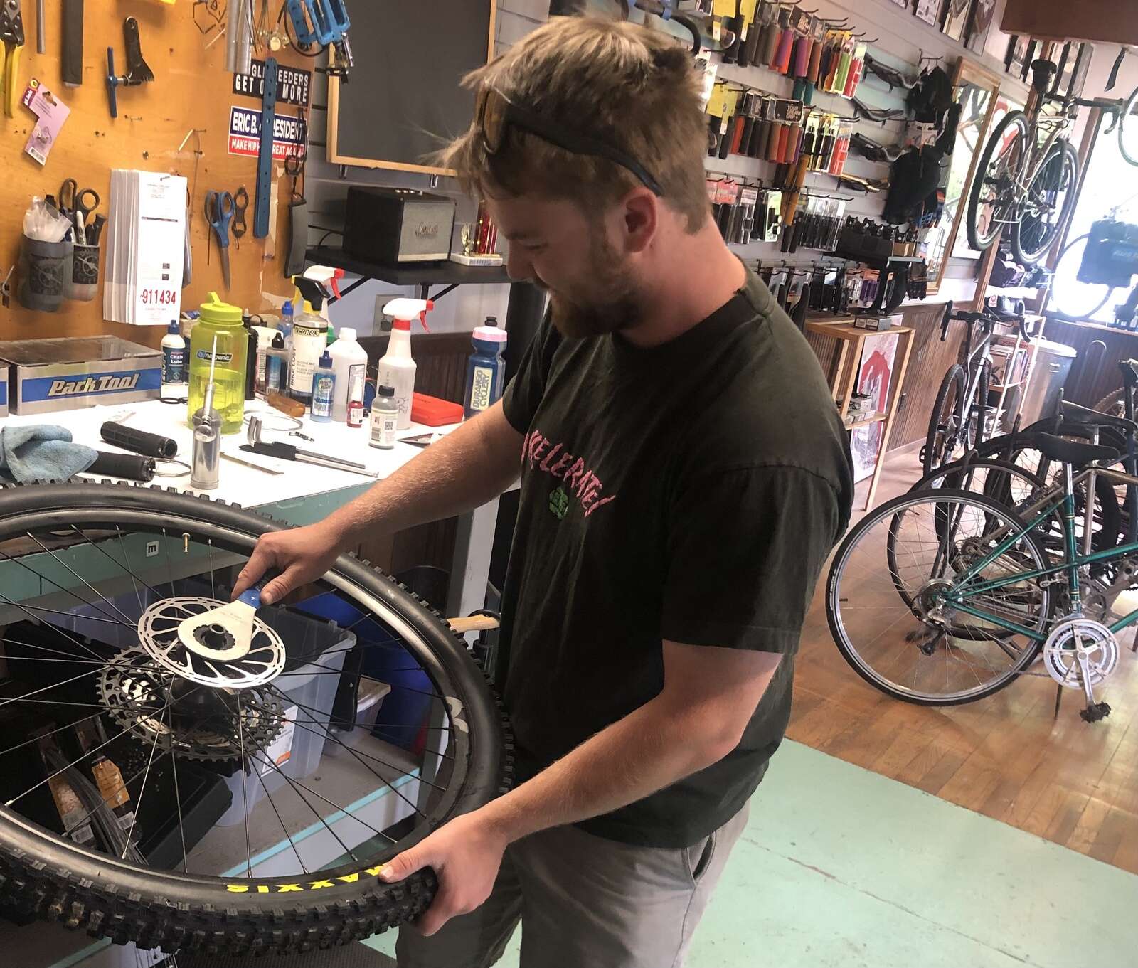 Photo Last minute adjustments before the Iron Horse Bicycle