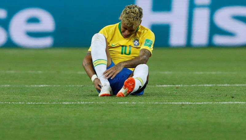 Brazil's Neymar during the training session at Enfield Training