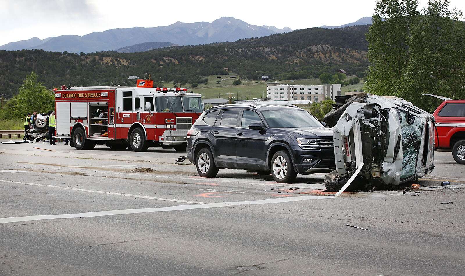 2 killed when speeding car crashes into firetruck near West