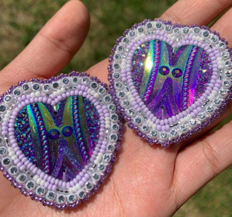 Purple beaded sales earrings