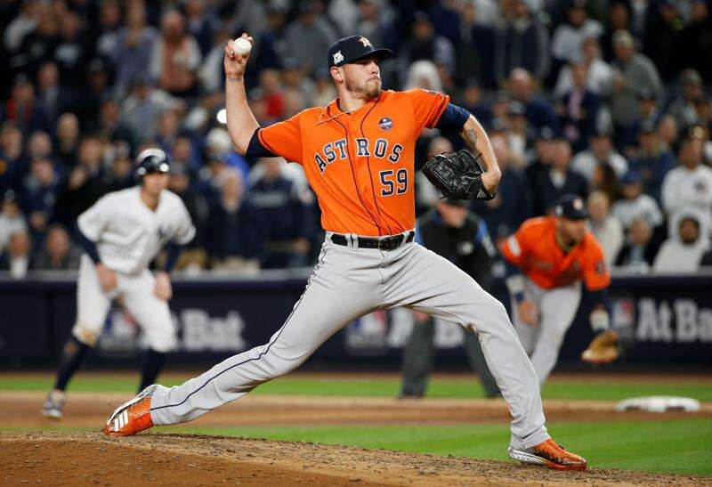 Houston Astros DALLAS KEUCHEL strikes out Yankees Starliln Castro