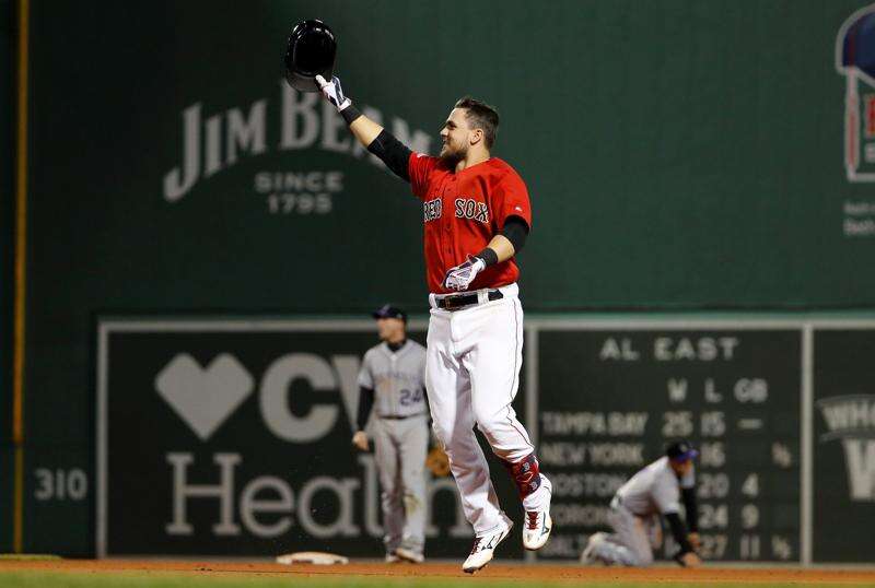 Michael Chavis of the Boston Red Sox looks on during the second