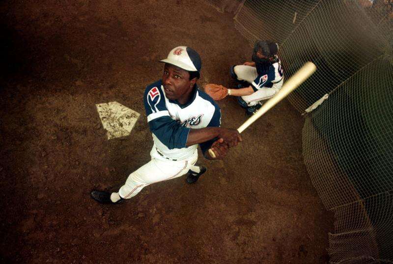 Atlanta Braves' Hank Aaron hits his 715th homerun, April 8, 1974. A crowd  of 53,775 people, the largest in the history of Atlanta-Fulton County  Stadium, witnessed Aaron's homerun against Los Angeles Dodgers