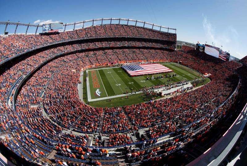 denver broncos stadium at night