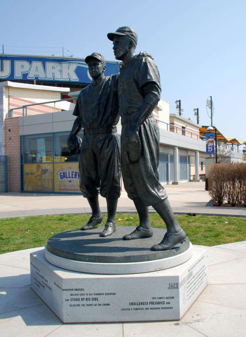 The Sporting Statues Project: Reese and Robinson: Brooklyn Cyclones,  Cyclone Park, Brooklyn, NY