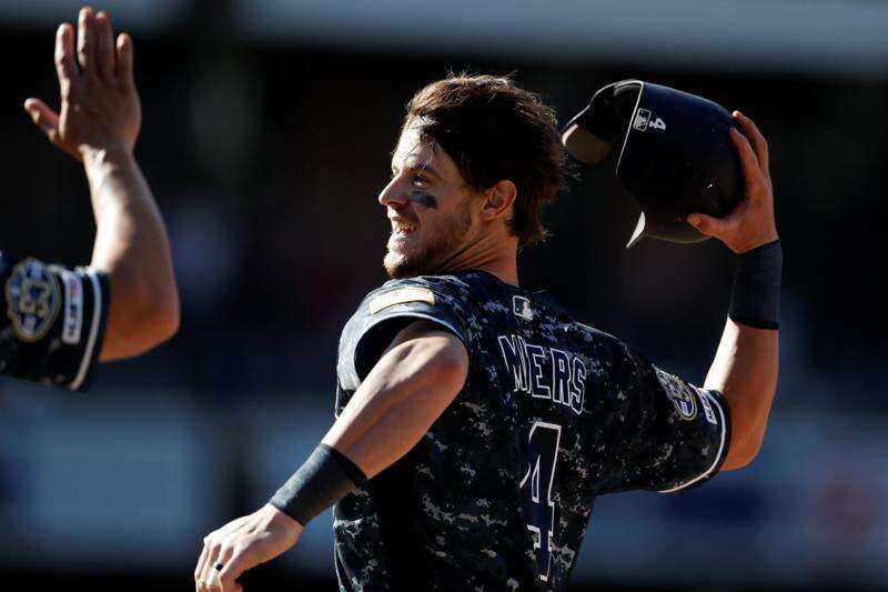 Wil Myers hits ball twice on one swing