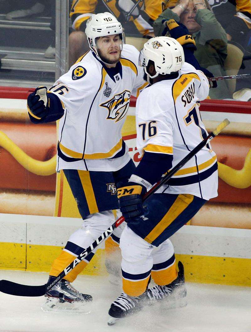 Nashville Predators defenseman P.K. Subban (76) celebrates his