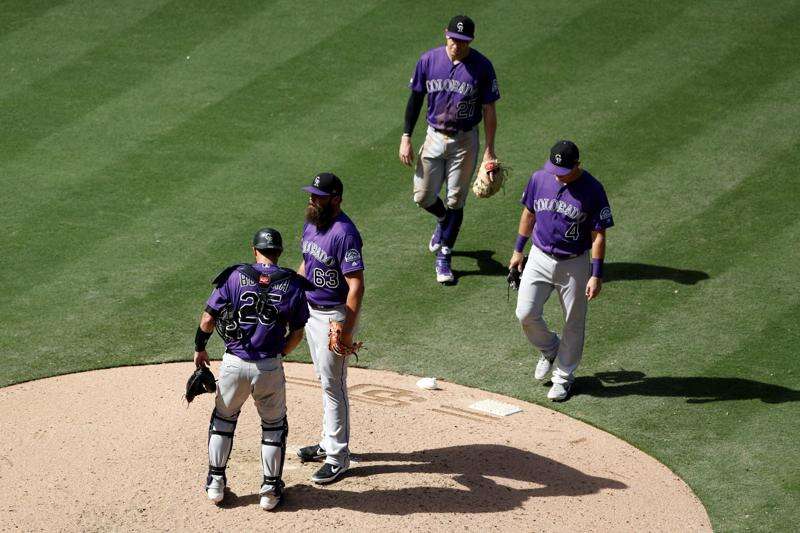 COLORADO ROCKIES MIKE MYERS PURPLE ALTERNATE JERSEY