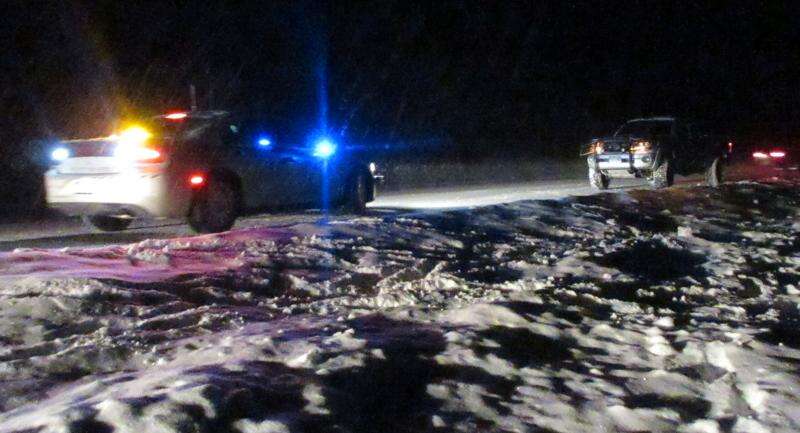 car accident at night in snow