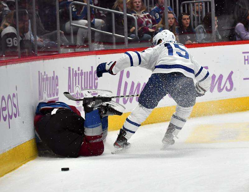 Former Avalanche defenseman Tyson Barrie scores for Toronto Maple